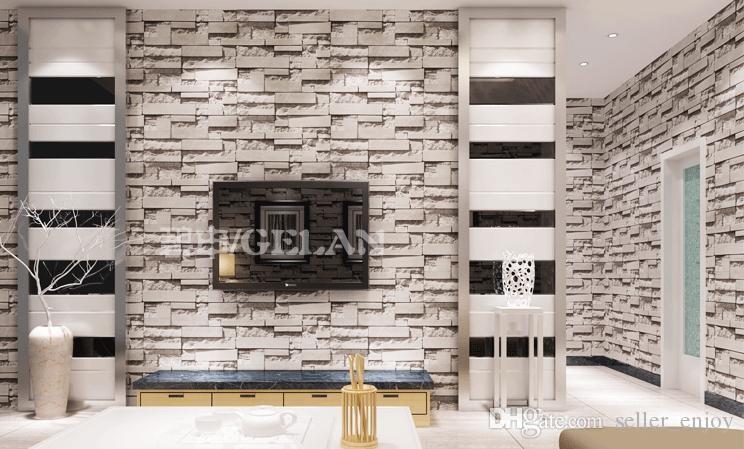 Chinese Style Dining Room 3D Wallpaper Stone Brick Design Background