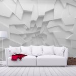 3D wallpaper designs for walls with LED and fluorescent highlighting
