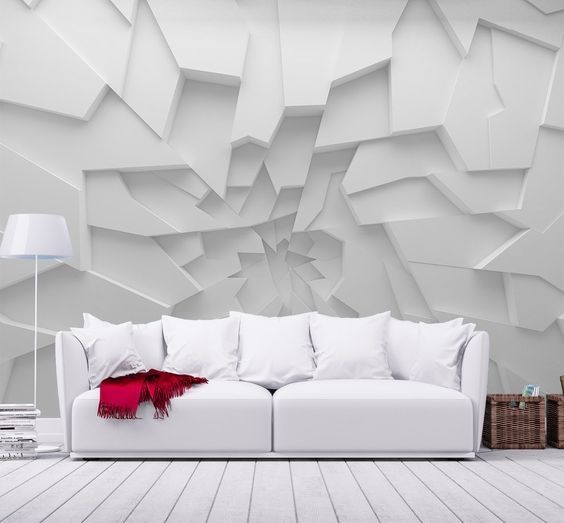 3D wallpaper designs for walls with LED and fluorescent highlighting