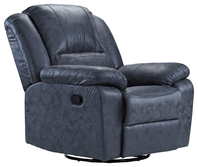 Oversize Air Leather Fabric Rocker and Swivel Recliner