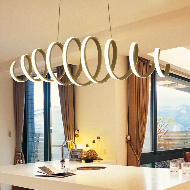 Creative Modern LED Pendant Light Aluminum Acrylic Spring Ceiling