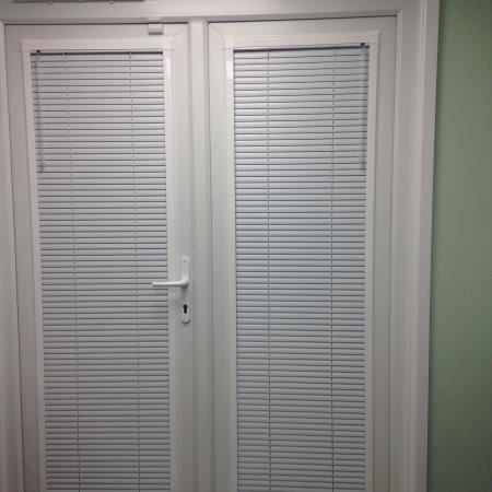 Office French Doors - fitted with our 25mm Perfect Fit Venetians