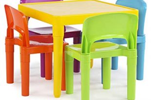 Amazon.com: Tot Tutors Kids Plastic Table and 4 Chairs Set, Vibrant