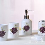 Purple rose 5 pcs ceramic bathroom set bathroom accessories for