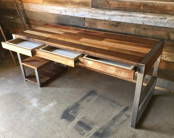 Reclaimed wood desk | Etsy