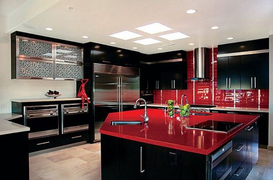 Red & Black Kitchen. WOW