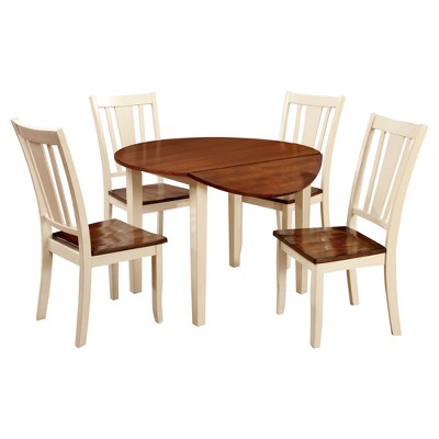 Sun & Pine 5pc Curved Edge Round Dining Table Set Wood/Cherry And