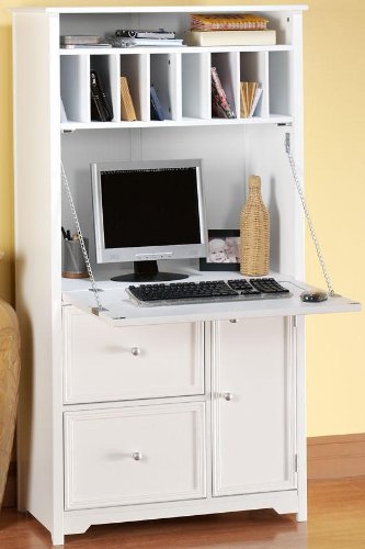 Amazon.com: Oxford Tall Secretary Desk, 1-DOOR/2-DRAWER, WHITE