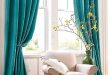 Turquoise window curtains in home decor | Living room redecorating