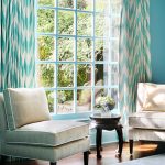 Blue Sitting Room with Turquoise Blue Chevron Curtains