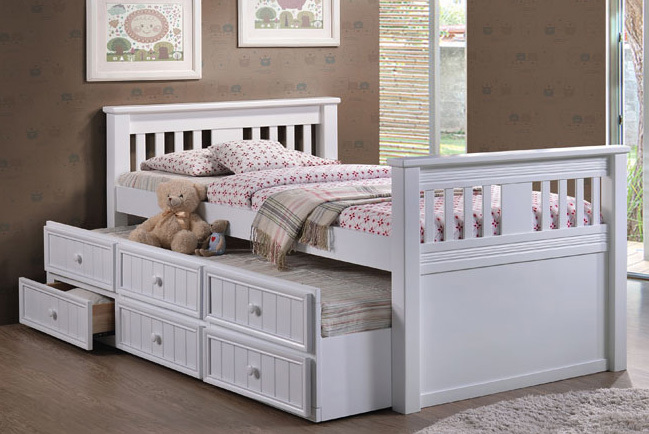 Gary Mission Wood Extra Long Twin Bed | Trundle Bed + Drawers