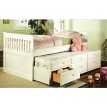 8420 Mission style white finish wood twin size storage trundle bed