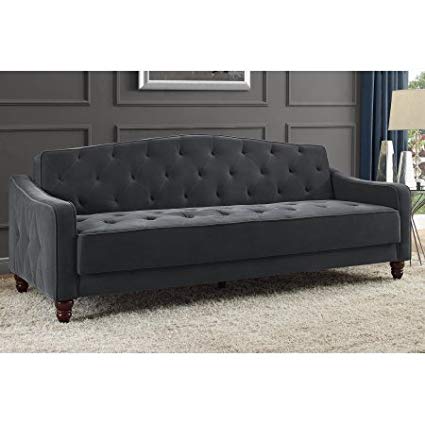 Amazon.com: Novogratz Vintage Tufted Sofa Sleeper II (Grey Velour
