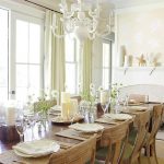 Beige and Green Dining Room with Fireplace - Cottage - Dining Room