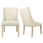 Shop Marie Off-White Upholstered Dining Chairs with Wood Legs (Set