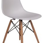 Molded Plastic Side Chair Wood Leg Base White Shell By Lemoderno