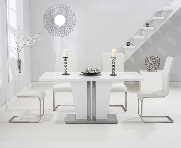 White High Gloss Dining Table Visionexchange Co Inside Plans 7