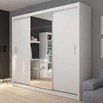FADO extra large white 235 cm mirrored 3 door wardrobe closet with