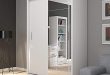 FADO white mirrored 2 door wardrobe closet with sliding doors mirror