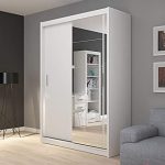 FADO white mirrored 2 door wardrobe closet with sliding doors mirror
