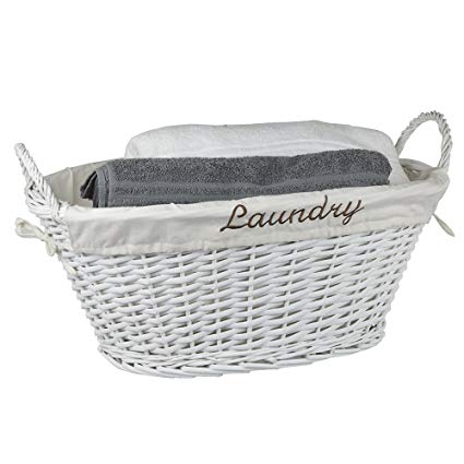 Amazon.com: Home Basics Wicker Laundry Basket (White): Home & Kitchen