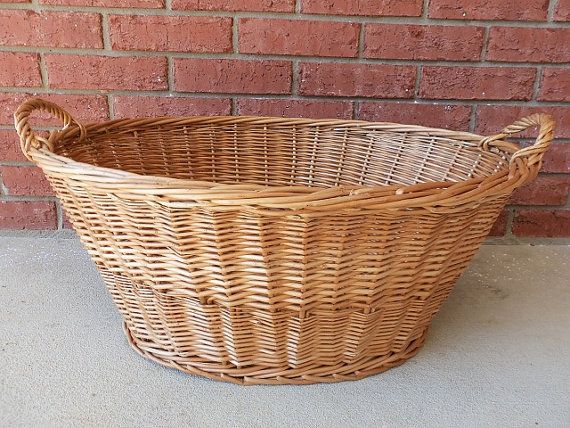 Large Oval Wicker Laundry/Apple Basket with Handles | Projects to