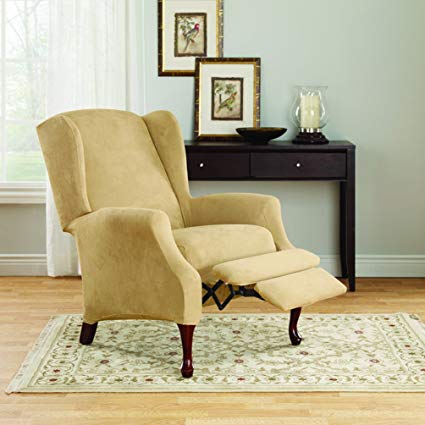 Amazon.com: Sure Fit Stretch Suede Wing Chair Recliner Slipcover