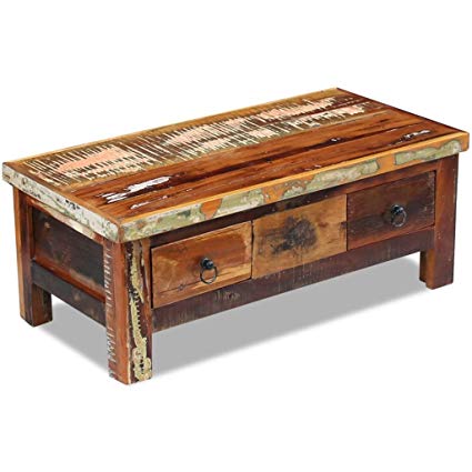 Amazon.com: Festnight Rustic Coffee Table with 2 Drawers Reclaimed