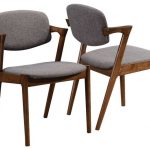Accent Walnut Wood Dining Side Chairs Fabric Padded Back Support