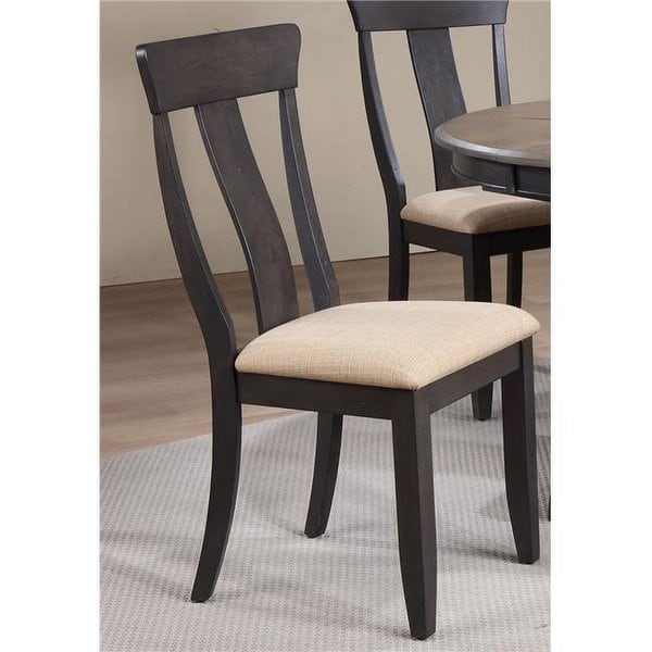 Shop Panel Back Dining Chair Upholstered seat & Black Stone, Set of