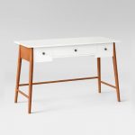 Amherst Mid Century Modern Three Drawer Writing Desk White/Brown