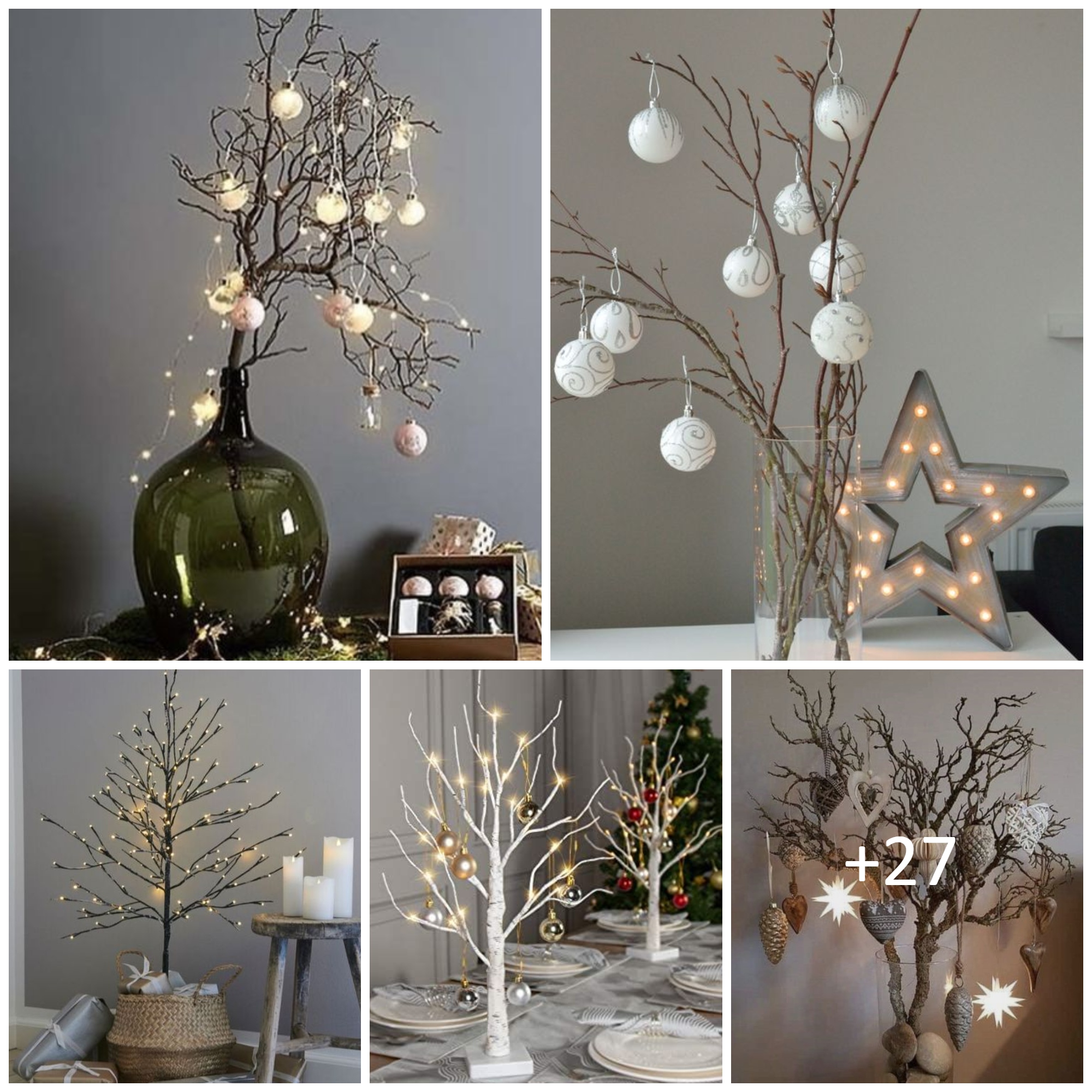 How to use small twigs as a background for Christmas decorations