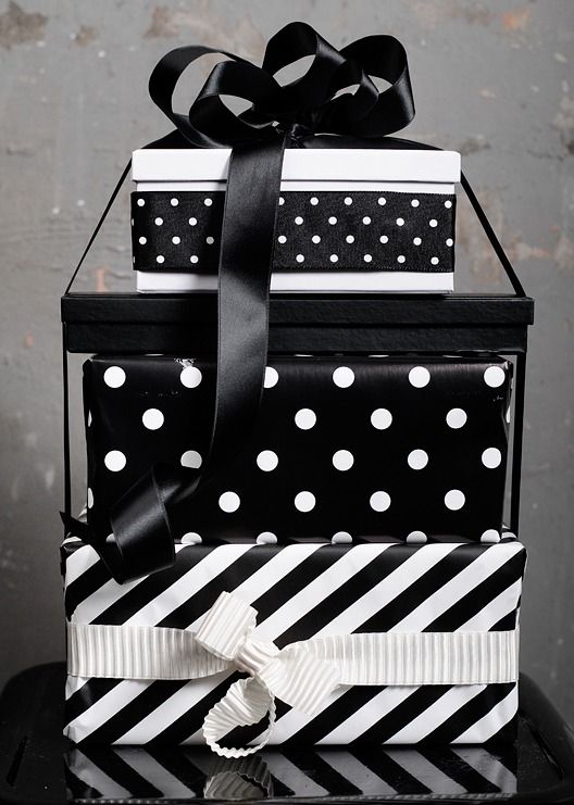 stripe and polka dot gift wraps are pure elegance