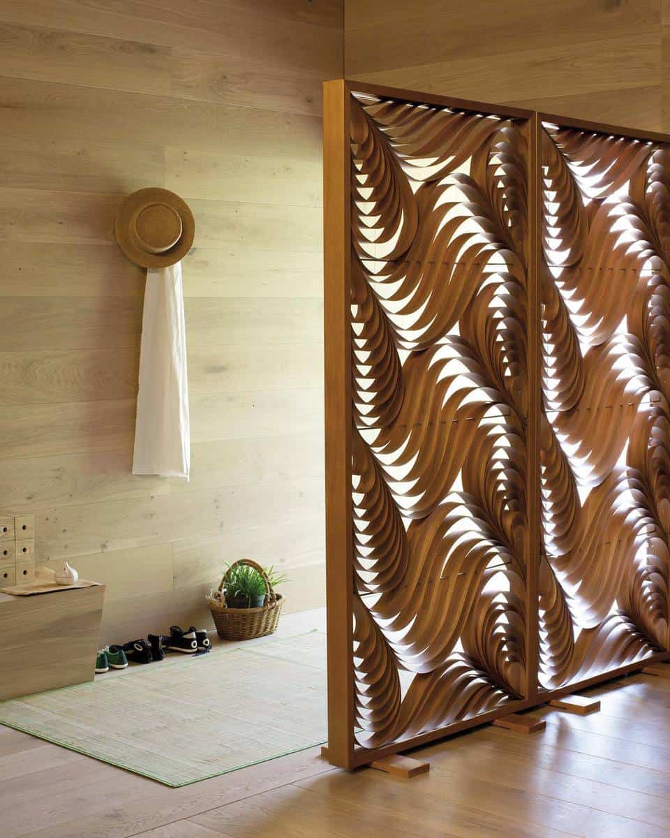 Wooden room divider with a unique pattern 