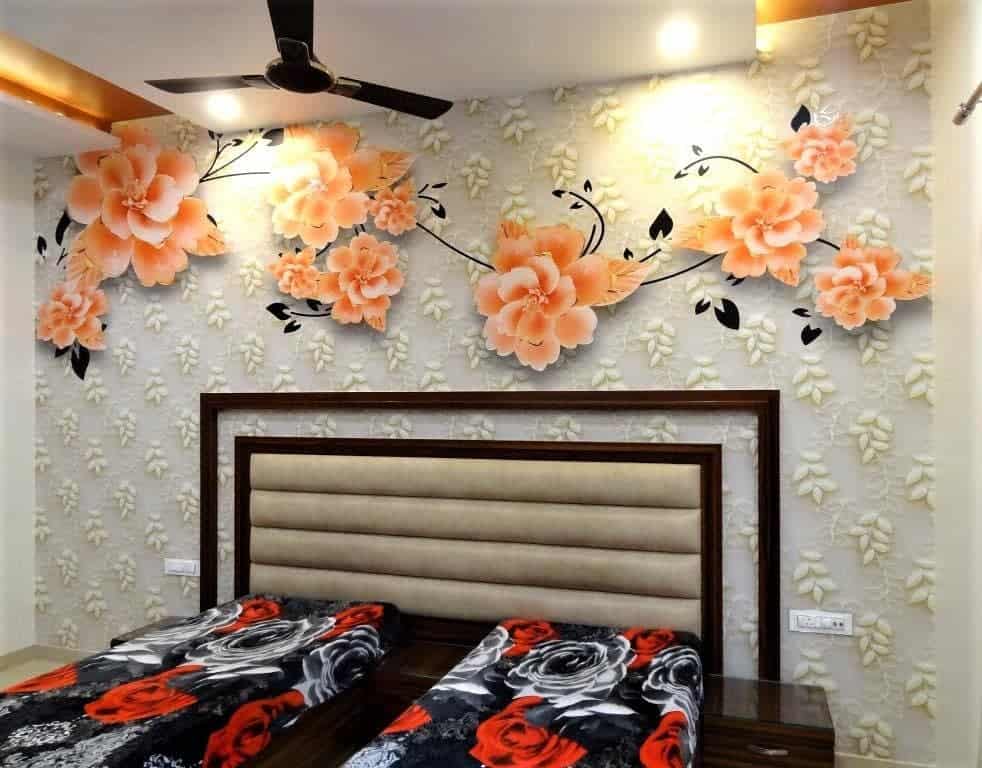 3D bedroom mural with flowers 