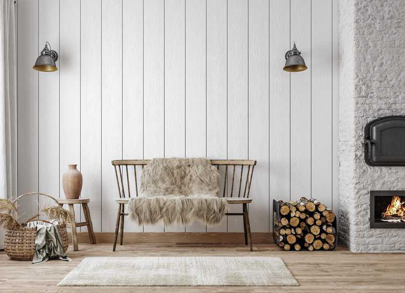 Living room interior in Scandinavian farmhouse