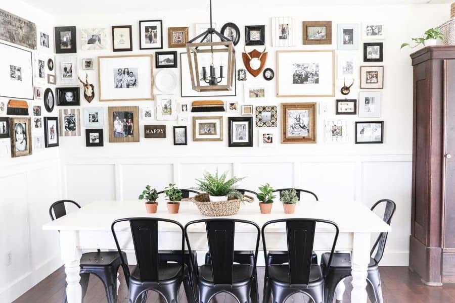 small dining room with framed photo wall art