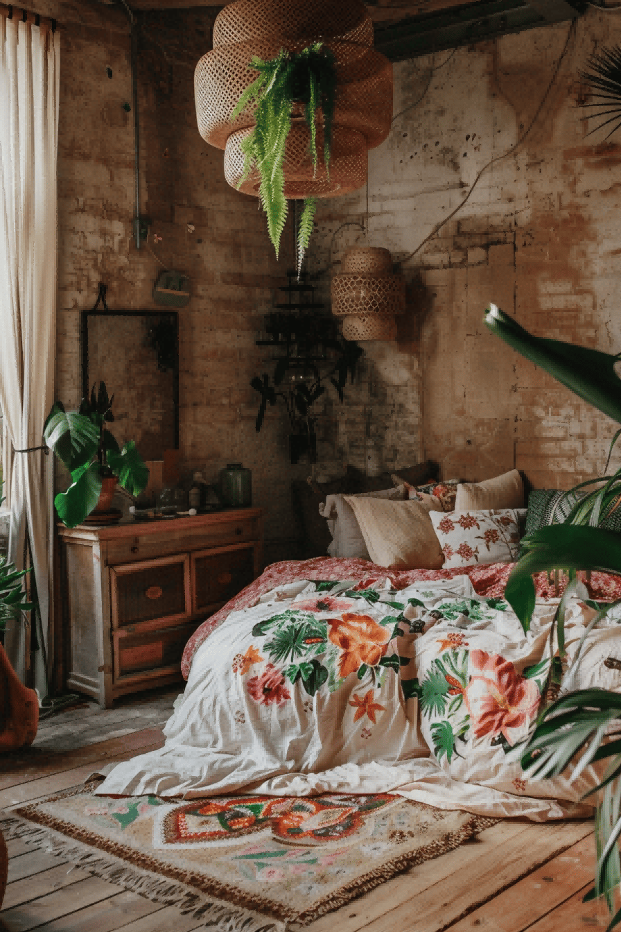 Boho-style bedroom with tropical accents 1709366817 2