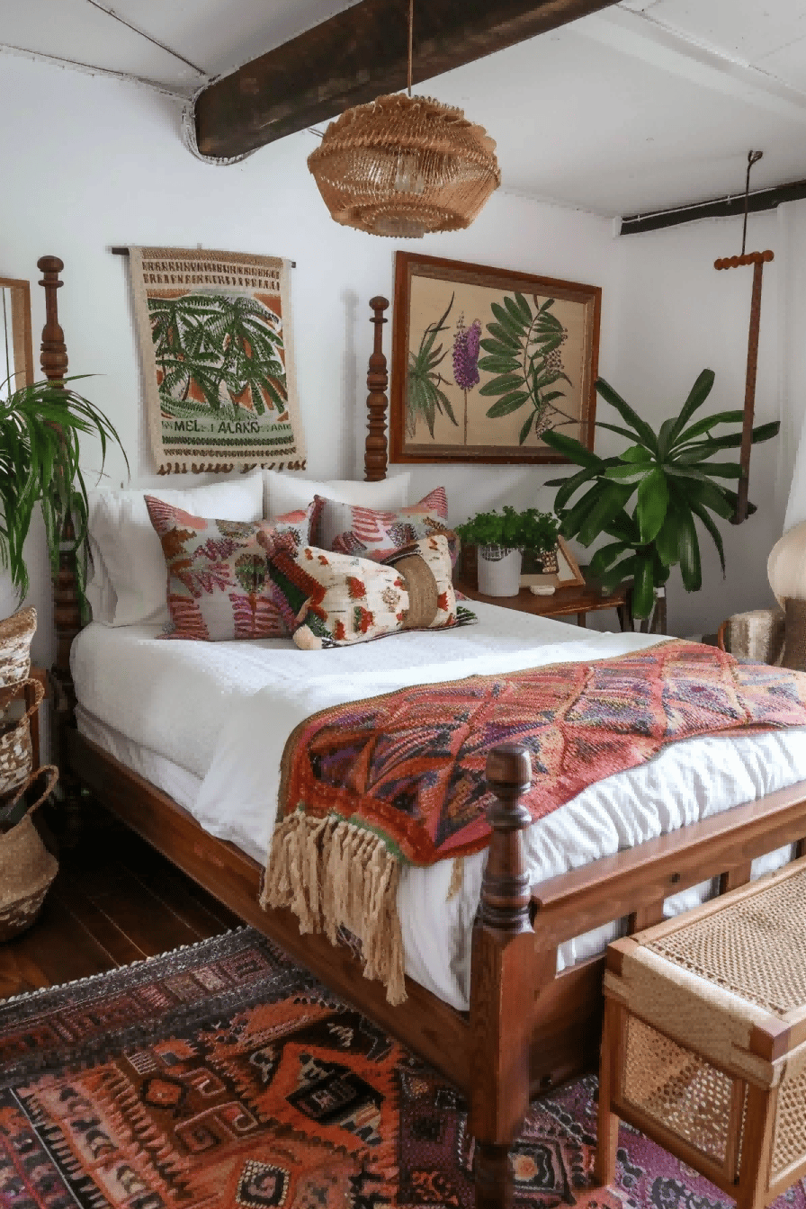 Boho-style bedroom with tropical accents 1709366817 3