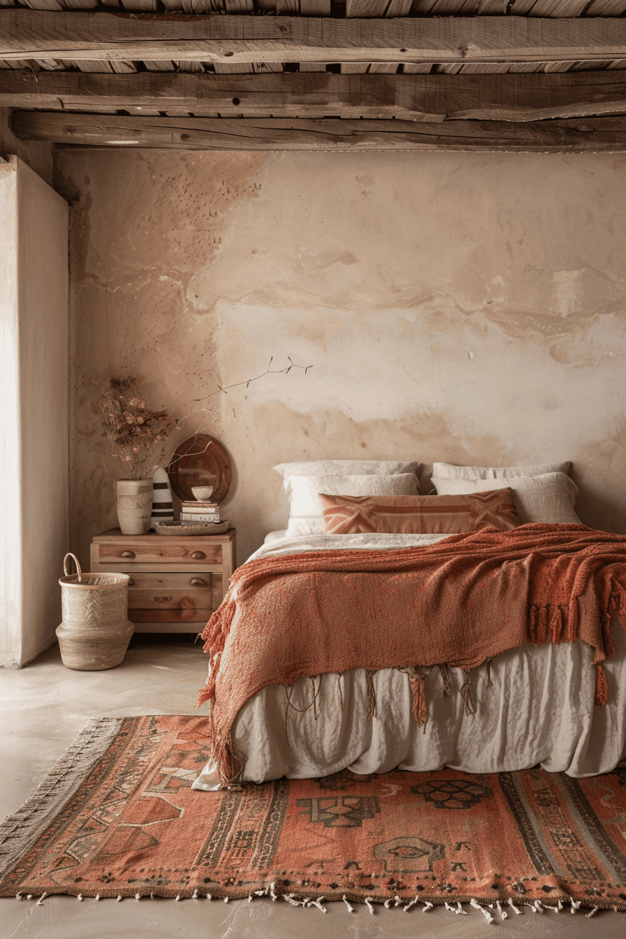 Clay colors and textures Boho style bedroom 1709383499 2