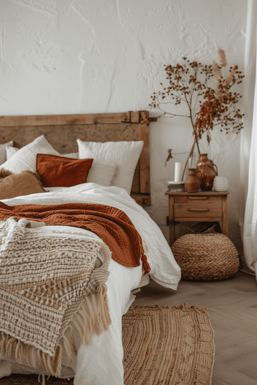 Clay colors and textures Boho style bedroom 1709383499 1
