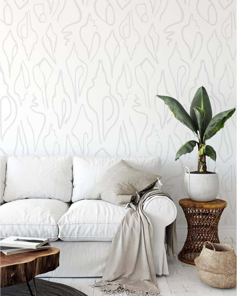 Modern wall covering ideas, white sofa 