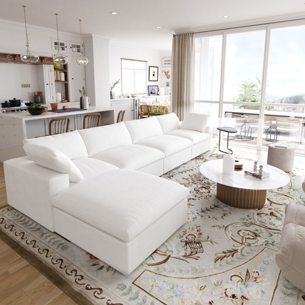 white sectional sofa