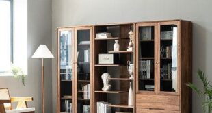 bookcase with glass doors and drawers
