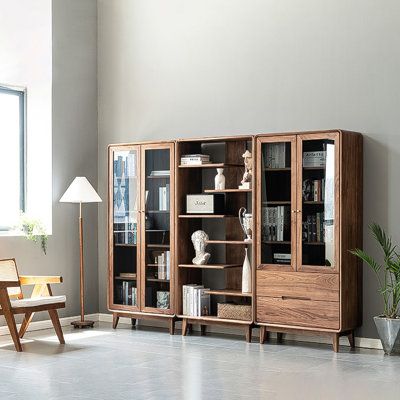 Elegant and Functional Bookcases with Glass Doors and Drawers