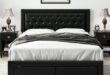 black queen bed frame with headboard