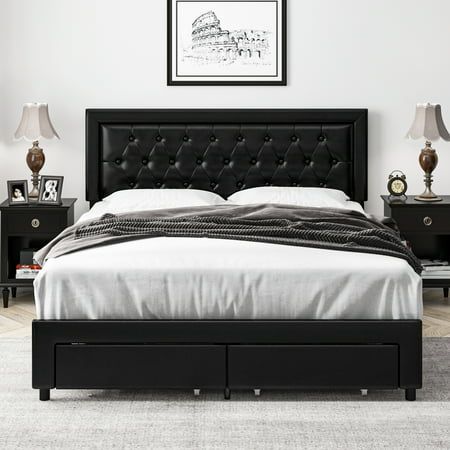 Elegant Black Queen Bed Frame with Headboard: A Timeless Addition to Your Bedroom