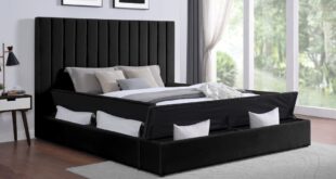 black queen bed frame with headboard