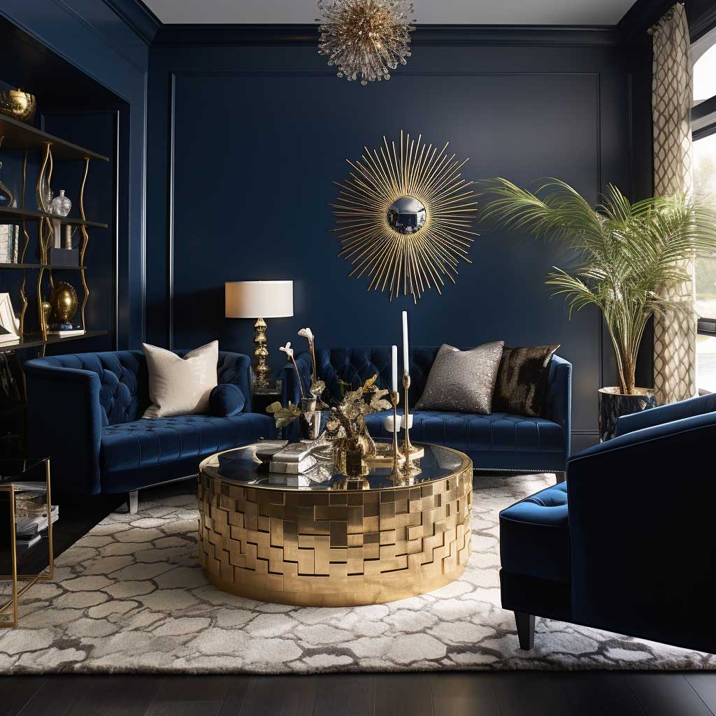 Blue and Gold Living Room