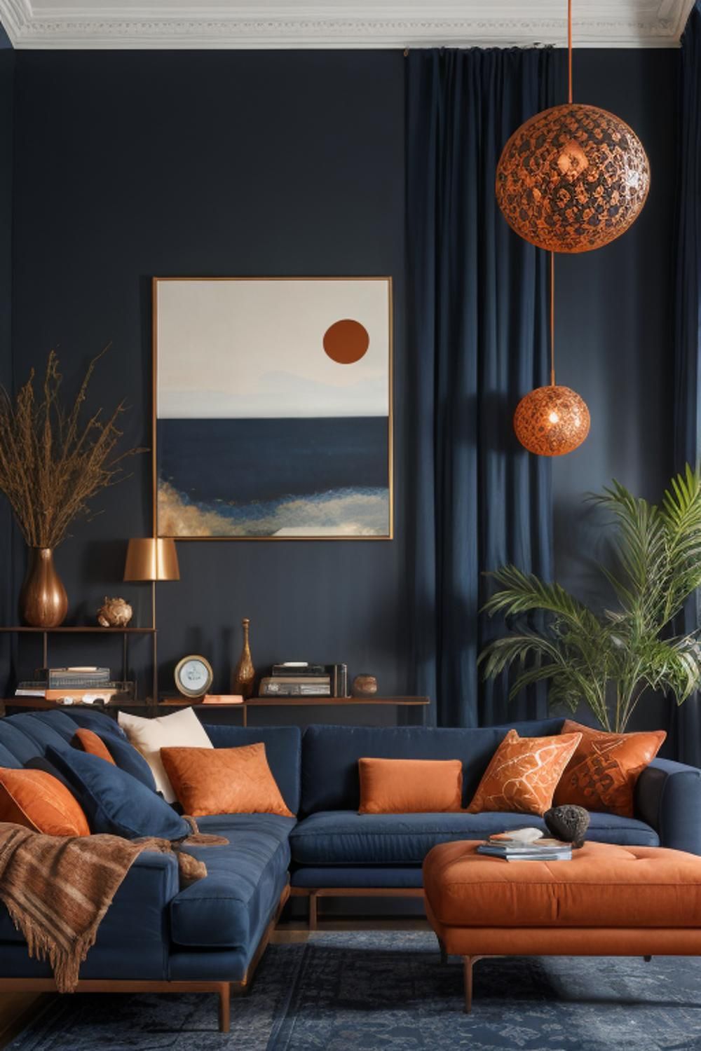 Blue and Gold Living Room